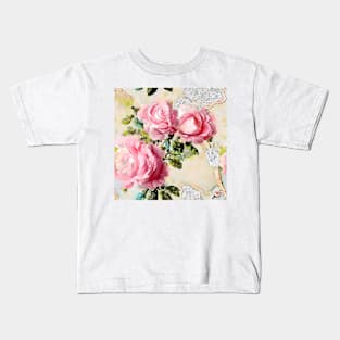 French roses and lace watercolor Kids T-Shirt